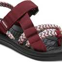 MEGNYA Comfortable Flip Flop Sandals for Women, Flexible and Durable Hiking Sandals for Adventure, Arch Support Shoes with Hook and Loop Firm Straps Bordeaux Size 10