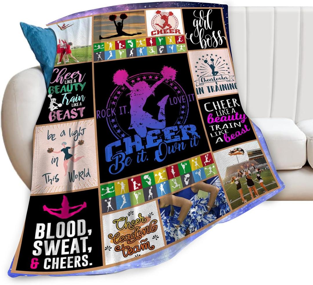 Cheerleader Blanket Cheerleader Throw Blanket Cheerleading Decor Stuff Cozy Flannel Fleece Soft Plush Fuzzy Warm Lightweight Bedding Gifts for Women Girls Kids 50"X40"