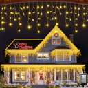 82FT LED Christmas Lights Outdoor with 176 Drops, Christmas Decorations Hanging Lights 616 LED 8 Modes, Outsite Fairy String Lights for Wedding Party Holiday Winter Wonderland Decorations Warm White