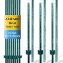 ARIFARO Metal Fence Posts 7 Feet assemblable,Pack of 10,Sturdy Duty No Digging Garden U Post for Wire Fencing Steel Poles for Yard, Outdoor (7 FT Splicable, Green 10 PCS)