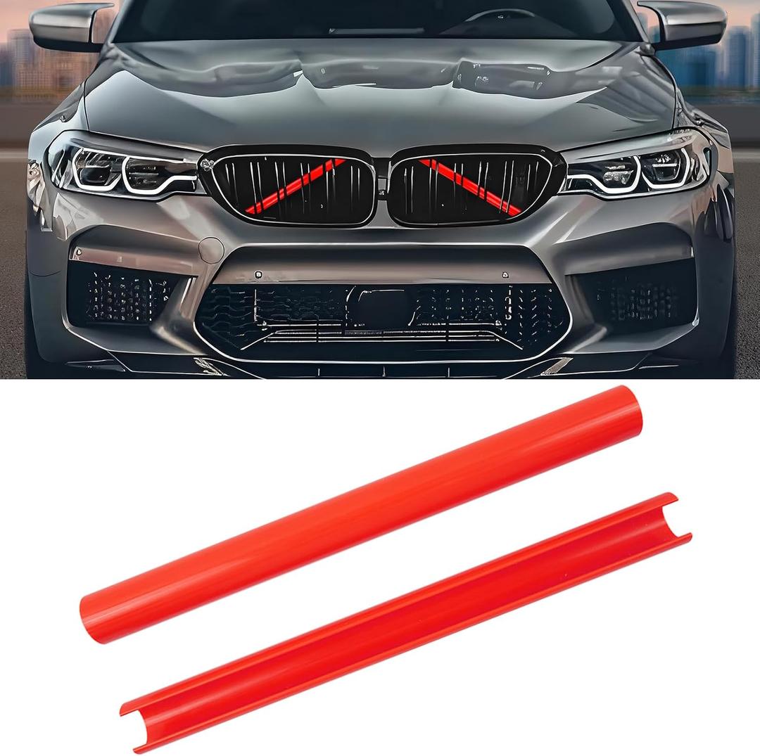 Compatible with BMW Grill Inserts Trims F90 F30 G30 F20 F22 F32 G32 G11 G12 M5 For 1 2 3 4 5 6 7 Series Compatible with BMW V Brace Wrap Covers Red Grill Stripes Wrap Accessories