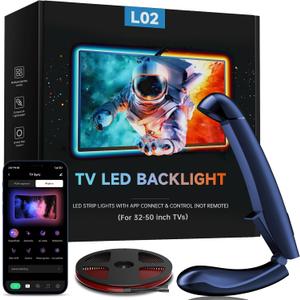 TV Backlight with Sensor Sync, 11.5ft RGB LED Light Strip for 32–50” Screens, Smart App Control, Game & Music Sync Lighting