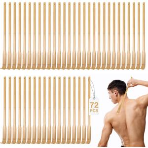 Yinkin 72 Pcs Bamboo Back Scratcher Bulk Traditional Manual Back Massager Wooden Long Scratcher for Itching Relief and Body Massage Elderly Men Women Friend and Family Nursing Gifts