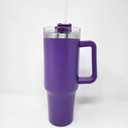New Stainless Steel Big 40oz Purple Insulated Hot/Cold Tumbler Cup Handle +Straw, Purple