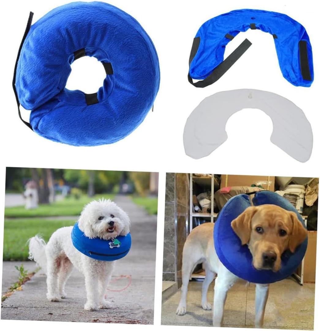 Pet Inflatable Collar Dog Recovery Wound Healing Plush Material Collar Dog Supplies Bite PVC Comfortable