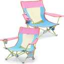 Joyfair Beach Camping Chair (2 Pack), Folding Chair for Adults (Dopamine), 21"W x 16"D x 20"H
