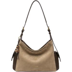 LOVEVOOK Hobo Purses for Women,Soft Faux Leather Crossbody Purse with Tassel Charms,Women's Shoulder Handbags for Daily (Medium, Sand Camel Brown)