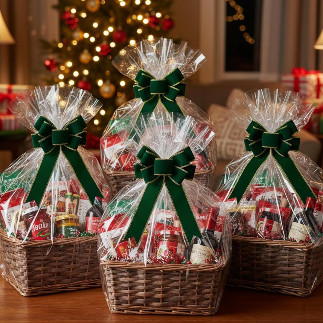 Janinka 12 Pcs 10 x 6 Inch Large Velvet Christmas Bows for Gift Wrapping Christmas Ribbon Bows Wrapping Accessory for Xmas Present Boxes Bouquet Basket Bottles Supplies(Green)