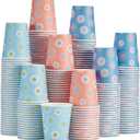 300 Pack Paper Cups 8 oz, Disposable Coffee Cups, Hot/Cold Beverage Drinking Cups for Water, Paper Coffee Cups, Colourful Hot Paper Cup for Office Party Home Picnic - Daisy