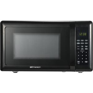 Emerson MW7302B Compact Countertop Microwave Oven with Touch Control, LED Display, 700W, 10 Power Levels, 6 Auto Menus, Glass Turntable and Child Safe Lock, 0.7 Cu., Ft. Black
