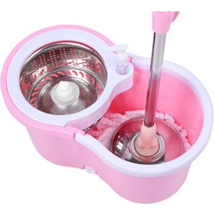 Cute Pink Mop and Bucket Set with 3 Extra Refills (Pink)