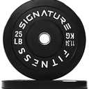 Fitvids 2" Olympic Bumper Plate Weight Plates with Steel Hub, 25LB, Pair