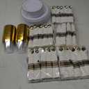 350Piece Gold Dinnerware Set for 50 Guests - Gold Plastic Plates with Disposable Cutlery Include:50Dinner Plates-50Dessert Plates-50Pre Rolled Napkins with Silverware for Christmas (White and Gold)