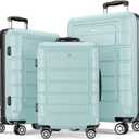 SHOWKOO Luggage Sets Expandable PC+ABS Durable Suitcase Double Wheels TSA Lock Mint Green (20in24in28in)