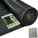 6ft x 300ft Durable Weed Barrier Fabric, 3.2oz Heavy-Duty Landscaping Fabric, Permeable Ground Cover for Garden, Lawn, and Outdoor Projects, Easy to Install, with 90 Staples