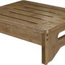 Wooden Step Stool for Adults & Kids, Non-Slip Rubber Feet, 6.5 INCH High, Lightweight Small Step, 450 LBS Capacity, Bed Step Stool for High Bed, Bathroom & Kitchen (Walnut)