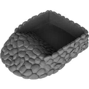 Reptile Water Dish Large Bearded Dragon Food Bowl, Rock Corner Water Dish for Reptiles Snake Water Bowl Feeding for Leopard Gecko Tortoise Lizard Tank Accessories, Terrarium Reptile Pool with Ramp (Grey)