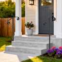 handrails for Outdoor Steps Single Post Handrails for Outdoor Steps Wrought Iron Single Post Handrail, Ground Long Post Fits 1 or 2 Steps Grab Rail Single Post Railing (1pcs Black)