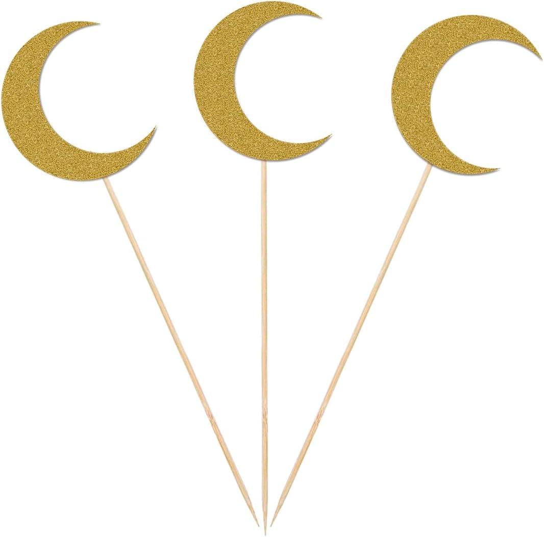 Moon Centerpiece Sticks, 12-Pack Table Topper Double-sided Birthday Baby Shower Party Decorations