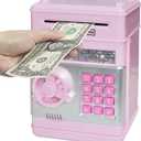 HUSAN Piggy Banks Money Banks for Kids, Electronic Password Code Money Banks ATM Banks Box Coin Bank for Children Boys and Girls (Light Pink)