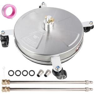 Hourleey 16" Pressure Washer Surface Cleaner, Stainless Steel Surface Cleaner with 4 Wheels for Concrete, Patio, Sidewalk, Deck, Pathway 1/4" Quick Connector, 2 Extension Wand, 4000 PSI
