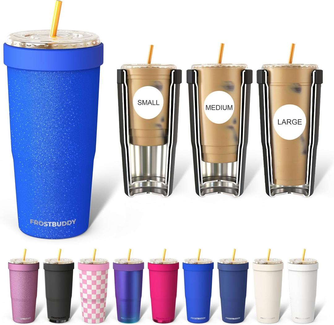 Frost Buddy Togo Buddy 30 oz Stainless Steel Vacuum Insulated Tumbler To Go Coffee Cup  Iced Coffee Cups, Iced Coffee Sleeve, Travel Mug, Thermal Cup for Hot & Cold Drinks, Dunkin Cup (Royal Glitz)