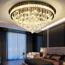 Dia 32" Modern Crystal Chandeliers for Dining Room,Black Raindrop Chandelier Flush Mount Chandeliers for Living Room Bedrooms Dining Room Dimmable 2700k 4500k 6000k