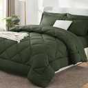 CozyLux Queen Comforter Set Dark Green - Bed in a Bag Queen Size 7 Pieces, Luxury Soft Bed Set for All Seasons, Bedding Set with Down Alternative Comforter, Sheets, Pillowcases & Shams