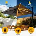 Solar Umbrella Lights Outdoor, Waterproof Solar Powered Patio Umbrella Lights Strings with 104 LEDs 8 Lighting Modes Remote Control, Warm White