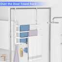 Over The Door Towel Rack, Over Door Towel Racks for Bathroom Door with 5 Hooks, 3 Tier Towel Storage Hanger Holder for Bathroom Accessories, 16 Inch Towel Bar for Hanging Towels, White