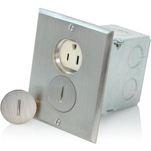 Leviton Floor Box Assembly, Brass/Nickel Plate, 25249-SBA