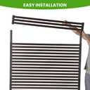 Metal Outdoor Privacy Screen with Stand, 3 ft W x 6 ft H PE-Coating Steel Pipes and Slats Panels, Decoative Privacy Screen Fence Panels Freestanding for Outside Patio Garden Backyard, Brown