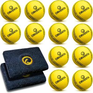 Soft Foam Baseballs Safe Indoor & Outdoor Practice Baseballs for hitting Safety Baseball for Kids & Teenagers with wrist sweatbands Training Foam Balls for Hitting, Throwing & Catching12 Pack