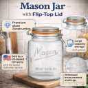 kitchentoolz 64 oz Mason Jars Wide Mouth with Airtight Lids Set of 2 Half Gallon Glass Jar with Lid Large Mason Jars with Lids for Kitchen Pantry, Storage, and Canning, Pack of 2