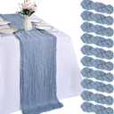 10 Pack Dusty Blue Cheesecloth Table Runner 10ft Dusty Blue Table Runner 120 Inch Gauze Boho Rustic Sheer Cheese Cloth for Banquet Picnic Baby Shower Party Wedding Holiday Décor