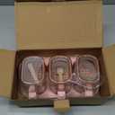 3 Pcs Pink Glass Spice Jars Set, Pink Glass Containers Spice Storage with Lids, Spoons & Handles, Seasoning Containers for Coffee Bar, Kitchen Organization