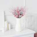 Shinymoon 72 Pcs Silver Pink Christmas Tree Picks and Sprays Decorations 17'' 12'' 8.6'' Artificial Glitter Christmas Flower Berry Branches Stems for Xmas Tree Wreath Vase Filler Holiday Decor