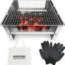 Portable Charcoal Grill 16 Inch, Foldable Tabletop BBQ with Carry Bag & Gloves, Compact Stainless Steel Grill for Outdoor Camping, Picnics, Backyard and Travel, Folding Stainless Steel