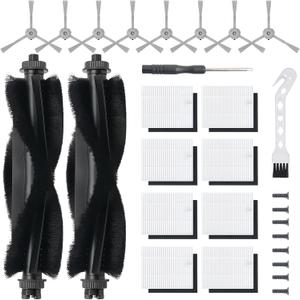 20Pcs Replacement Accessory kit for Eufy L60 Series, Eufy L50 Series Robot Vacuums Parts, 2 Roller Brush, 8 HEPA Filters and Foam Filters, 8 Side Brushes, 1 Screwdriver, 1 Clean Tool