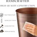 Monarch Abode Metal Bathroom Trash Can Waste Basket for Bedroom, Office Desk, & Dorm, Handcrafted, Durable Decorative Antique Copper Small Trash Can Bathroom Garbage Bin Wastebasket