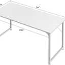 Huuger Computer Desk, 55 Inch Home Office Desk, Gaming Writing Work from Home Study Desk, Large Legroom, Sturdy Metal Frame, Modern Simple, White