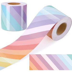 Zonon 65 ft Pastel Striped Bulletin Board Border Colorful Beveled Stripes Straight Rolled Border Trim Classroom Bulletin Decorations for Back to School Chalkboard Office Wall Lockers Desk
