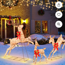 3 PCS Lighted Christmas Reindeer Family Set Holiday Decoration with 255 Lights