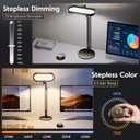 Premium LED Desk Lamp for Home Office Eye-Caring Double Side Light with Knob Remote, Stepless Dimming & Color, Memory, Metal Table Lamp for Zoom, Studying, Video Conference, Flicker-Free, Glare-Free