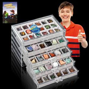 Rock Collection Display Case - Display Shelf for Collectibles - Rock Collections Box for Kids - Rock Collection Storage - Rock Collections Box for Kids 90 Grids
