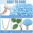 72 Pcs Artificial Roses Aqua Blue Fake Silk Roses Realistic Roses Faux Flower Indoor Wedding Home Decor, Birthday Decorations