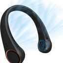 CIVPOWER Neck Fan: Portable Personal Neck Cooling Rechargeable Bladeless Fan - Hands Free 3 Speed 4000 mAh Battery USB Operated Wearable Headphone Design - for Men Women Outdoor Indoor (Black)