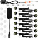 12pcs Warm White Mini LED Spot Lights, 3000K Under Cabinet Lights, Mini Spotlights Display Light for Painting Picture Plants Jewelry Showcase Model Display Shelves ,Pushbutton Switches,U.S. Plugs