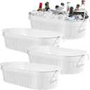 3 x Lallisa 4 Pcs 5.3 Gallon Galvanized Metal Drink Bucket with Handles, White