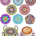 Benvo 8 Pcs Diamond Painting Coasters Kit Mandala Cup Coasters DIY Diamond Art Kits with Diamond Painting Pens, Holders, Cork Base for Beginners Adults and Kids Art Craft Supplies Gift (Mandala B)